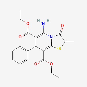 molecular formula C20H22N2O5S B4173371 diethyl 5-amino-2-methyl-3-oxo-7-phenyl-2,3-dihydro-7H-[1,3]thiazolo[3,2-a]pyridine-6,8-dicarboxylate 