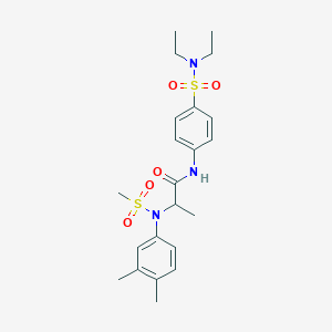 molecular formula C22H31N3O5S2 B4173372 N~1~-{4-[(diethylamino)sulfonyl]phenyl}-N~2~-(3,4-dimethylphenyl)-N~2~-(methylsulfonyl)alaninamide 