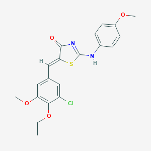 molecular formula C20H19ClN2O4S B417338 (5Z)-5-[(3-chloro-4-ethoxy-5-methoxyphenyl)methylidene]-2-(4-methoxyanilino)-1,3-thiazol-4-one 