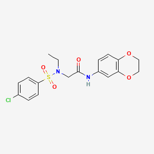 molecular formula C18H19ClN2O5S B4173411 N~2~-[(4-chlorophenyl)sulfonyl]-N~1~-(2,3-dihydro-1,4-benzodioxin-6-yl)-N~2~-ethylglycinamide 