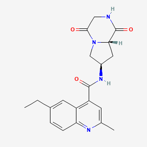 N-[(7R,8aS)-1,4-dioxooctahydropyrrolo[1,2-a]pyrazin-7-yl]-6-ethyl-2-methylquinoline-4-carboxamide