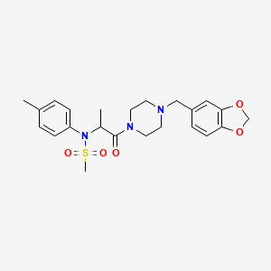 molecular formula C23H29N3O5S B4173434 N-{2-[4-(1,3-benzodioxol-5-ylmethyl)-1-piperazinyl]-1-methyl-2-oxoethyl}-N-(4-methylphenyl)methanesulfonamide 