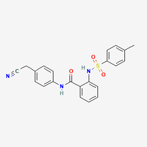 molecular formula C22H19N3O3S B4173454 N-[4-(cyanomethyl)phenyl]-2-{[(4-methylphenyl)sulfonyl]amino}benzamide 