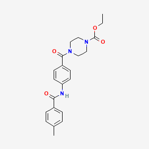 molecular formula C22H25N3O4 B4173533 ethyl 4-{4-[(4-methylbenzoyl)amino]benzoyl}-1-piperazinecarboxylate 