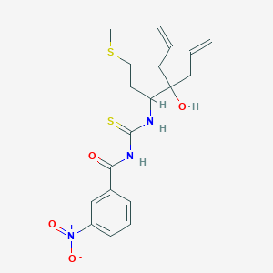 molecular formula C19H25N3O4S2 B4173546 N-[({2-allyl-2-hydroxy-1-[2-(methylthio)ethyl]-4-penten-1-yl}amino)carbonothioyl]-3-nitrobenzamide 
