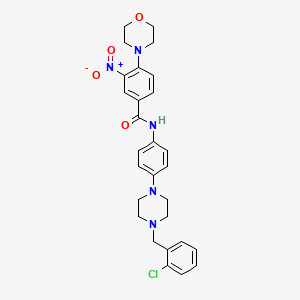 molecular formula C28H30ClN5O4 B4173555 N-{4-[4-(2-chlorobenzyl)-1-piperazinyl]phenyl}-4-(4-morpholinyl)-3-nitrobenzamide 