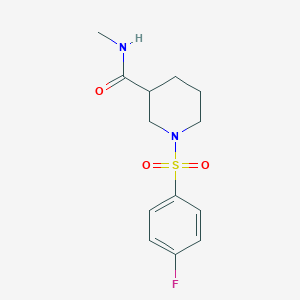 molecular formula C13H17FN2O3S B4173559 1-[(4-fluorophenyl)sulfonyl]-N-methyl-3-piperidinecarboxamide 