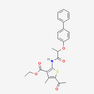 molecular formula C25H25NO5S B4173564 ethyl 5-acetyl-2-{[2-(4-biphenylyloxy)propanoyl]amino}-4-methyl-3-thiophenecarboxylate 