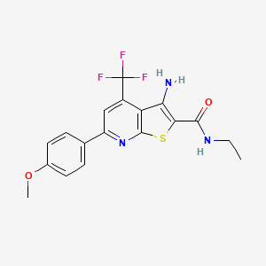 molecular formula C18H16F3N3O2S B4173565 3-amino-N-ethyl-6-(4-methoxyphenyl)-4-(trifluoromethyl)thieno[2,3-b]pyridine-2-carboxamide 