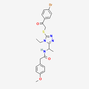 molecular formula C23H25BrN4O3S B4173570 N-[1-(5-{[2-(4-bromophenyl)-2-oxoethyl]thio}-4-ethyl-4H-1,2,4-triazol-3-yl)ethyl]-2-(4-methoxyphenyl)acetamide 