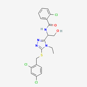 molecular formula C20H19Cl3N4O2S B4173584 2-chloro-N-(1-{5-[(2,4-dichlorobenzyl)thio]-4-ethyl-4H-1,2,4-triazol-3-yl}-2-hydroxyethyl)benzamide 