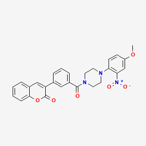 molecular formula C27H23N3O6 B4173608 3-(3-{[4-(4-methoxy-2-nitrophenyl)-1-piperazinyl]carbonyl}phenyl)-2H-chromen-2-one 