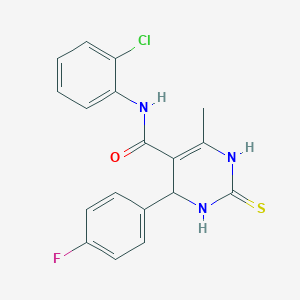 molecular formula C18H15ClFN3OS B417364 N-(2-chlorophenyl)-4-(4-fluorophenyl)-6-methyl-2-thioxo-1,2,3,4-tetrahydro-5-pyrimidinecarboxamide CAS No. 333435-25-9