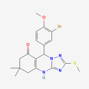 molecular formula C19H21BrN4O2S B4173645 9-(3-bromo-4-methoxyphenyl)-6,6-dimethyl-2-(methylthio)-5,6,7,9-tetrahydro[1,2,4]triazolo[5,1-b]quinazolin-8(4H)-one 