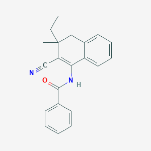 molecular formula C21H20N2O B4173651 N-(2-cyano-3-ethyl-3-methyl-3,4-dihydro-1-naphthalenyl)benzamide 