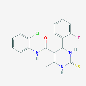 molecular formula C18H15ClFN3OS B417367 N-(2-chlorophenyl)-4-(2-fluorophenyl)-6-methyl-2-thioxo-1,2,3,4-tetrahydro-5-pyrimidinecarboxamide CAS No. 333435-28-2