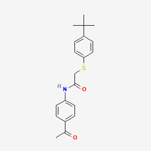 molecular formula C20H23NO2S B4173671 N-(4-acetylphenyl)-2-[(4-tert-butylphenyl)thio]acetamide 