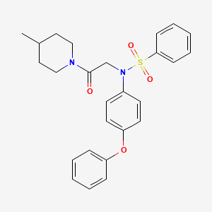 molecular formula C26H28N2O4S B4173673 N-[2-(4-methyl-1-piperidinyl)-2-oxoethyl]-N-(4-phenoxyphenyl)benzenesulfonamide 