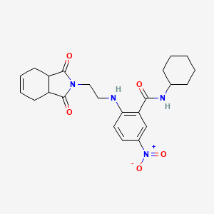 molecular formula C23H28N4O5 B4173695 N-cyclohexyl-2-{[2-(1,3-dioxo-1,3,3a,4,7,7a-hexahydro-2H-isoindol-2-yl)ethyl]amino}-5-nitrobenzamide 