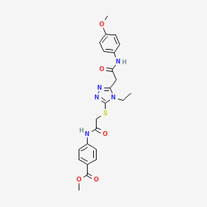 molecular formula C23H25N5O5S B4173703 methyl 4-({[(4-ethyl-5-{2-[(4-methoxyphenyl)amino]-2-oxoethyl}-4H-1,2,4-triazol-3-yl)thio]acetyl}amino)benzoate 