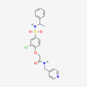 molecular formula C22H22ClN3O4S B4173711 2-(2-chloro-4-{[(1-phenylethyl)amino]sulfonyl}phenoxy)-N-(4-pyridinylmethyl)acetamide 