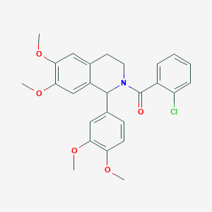 molecular formula C26H26ClNO5 B4173722 2-(2-chlorobenzoyl)-1-(3,4-dimethoxyphenyl)-6,7-dimethoxy-1,2,3,4-tetrahydroisoquinoline 