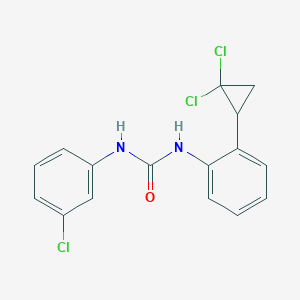molecular formula C16H13Cl3N2O B4173740 N-(3-chlorophenyl)-N'-[2-(2,2-dichlorocyclopropyl)phenyl]urea 