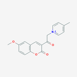 molecular formula C18H16NO4+ B417378 1-[2-(6-Methoxy-2-oxo-2H-chromen-3-yl)-2-oxo-ethyl]-4-methyl-pyridinium 