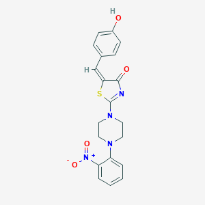 molecular formula C20H18N4O4S B417379 (E)-5-(4-hydroxybenzylidene)-2-(4-(2-nitrophenyl)piperazin-1-yl)thiazol-4(5H)-one CAS No. 370853-70-6