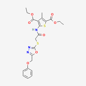 molecular formula C22H23N3O7S2 B4173791 diethyl 3-methyl-5-[({[5-(phenoxymethyl)-1,3,4-oxadiazol-2-yl]thio}acetyl)amino]-2,4-thiophenedicarboxylate 