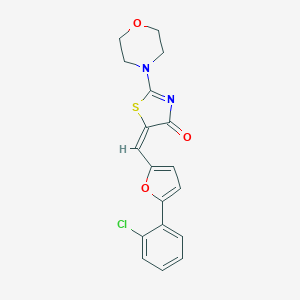 molecular formula C18H15ClN2O3S B417381 (E)-5-((5-(2-chlorophenyl)furan-2-yl)methylene)-2-morpholinothiazol-4(5H)-one CAS No. 1164460-48-3