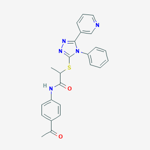 molecular formula C24H21N5O2S B417386 N-(4-acetylphenyl)-2-[(4-phenyl-5-pyridin-3-yl-1,2,4-triazol-3-yl)sulfanyl]propanamide CAS No. 332909-82-7