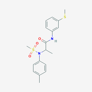 molecular formula C18H22N2O3S2 B4173868 N~2~-(4-methylphenyl)-N~2~-(methylsulfonyl)-N~1~-[3-(methylthio)phenyl]alaninamide 
