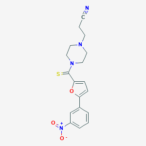 molecular formula C18H18N4O3S B417387 3-[4-[5-(3-Nitrophenyl)furan-2-carbothioyl]piperazin-1-yl]propanenitrile CAS No. 332862-26-7