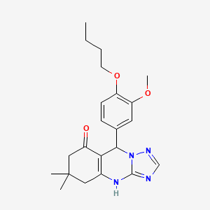 molecular formula C22H28N4O3 B4173876 9-(4-butoxy-3-methoxyphenyl)-6,6-dimethyl-5,6,7,9-tetrahydro[1,2,4]triazolo[5,1-b]quinazolin-8(4H)-one 