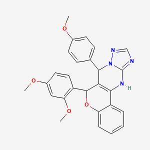 molecular formula C27H24N4O4 B4173879 6-(2,4-dimethoxyphenyl)-7-(4-methoxyphenyl)-7,12-dihydro-6H-chromeno[4,3-d][1,2,4]triazolo[1,5-a]pyrimidine 