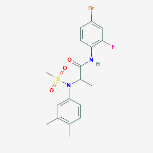 molecular formula C18H20BrFN2O3S B4173887 N~1~-(4-bromo-2-fluorophenyl)-N~2~-(3,4-dimethylphenyl)-N~2~-(methylsulfonyl)alaninamide 