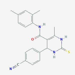 molecular formula C21H20N4OS B4173907 4-(4-cyanophenyl)-N-(2,4-dimethylphenyl)-6-methyl-2-thioxo-1,2,3,4-tetrahydro-5-pyrimidinecarboxamide 