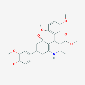 molecular formula C28H31NO7 B417392 Methyl 4-(2,5-dimethoxyphenyl)-7-(3,4-dimethoxyphenyl)-2-methyl-5-oxo-1,4,5,6,7,8-hexahydro-3-quinolinecarboxylate 