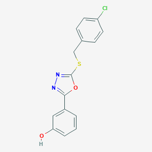 molecular formula C15H11ClN2O2S B417393 3-[5-[(4-Chlorophenyl)methylsulfanyl]-1,3,4-oxadiazol-2-yl]phenol 