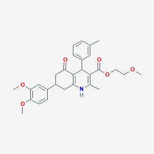 molecular formula C29H33NO6 B417394 2-Methoxyethyl 7-(3,4-dimethoxyphenyl)-2-methyl-4-(3-methylphenyl)-5-oxo-1,4,5,6,7,8-hexahydro-3-quinolinecarboxylate 