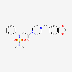 molecular formula C22H28N4O5S B4173967 N-{2-[4-(1,3-benzodioxol-5-ylmethyl)-1-piperazinyl]-2-oxoethyl}-N',N'-dimethyl-N-phenylsulfamide 
