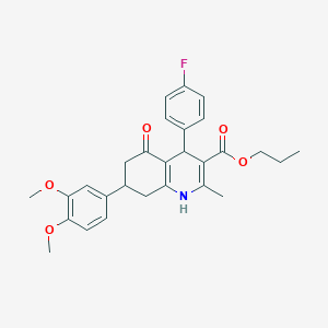 Propyl 7-(3,4-dimethoxyphenyl)-4-(4-fluorophenyl)-2-methyl-5-oxo-1,4,5,6,7,8-hexahydro-3-quinolinecarboxylate