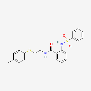 molecular formula C22H22N2O3S2 B4173970 N-{2-[(4-methylphenyl)thio]ethyl}-2-[(phenylsulfonyl)amino]benzamide 