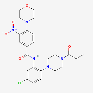 molecular formula C24H28ClN5O5 B4173972 N-[5-chloro-2-(4-propionyl-1-piperazinyl)phenyl]-4-(4-morpholinyl)-3-nitrobenzamide 