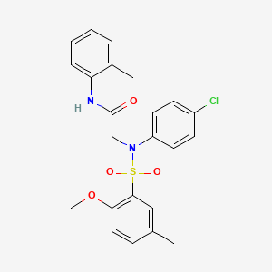 molecular formula C23H23ClN2O4S B4173989 N~2~-(4-chlorophenyl)-N~2~-[(2-methoxy-5-methylphenyl)sulfonyl]-N~1~-(2-methylphenyl)glycinamide 