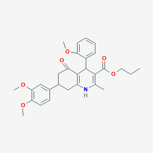Propyl 7-(3,4-dimethoxyphenyl)-4-(2-methoxyphenyl)-2-methyl-5-oxo-1,4,5,6,7,8-hexahydro-3-quinolinecarboxylate