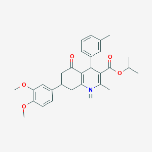 Propan-2-yl 7-(3,4-dimethoxyphenyl)-2-methyl-4-(3-methylphenyl)-5-oxo-1,4,5,6,7,8-hexahydroquinoline-3-carboxylate