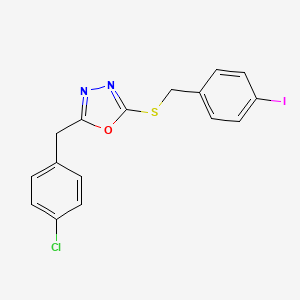 molecular formula C16H12ClIN2OS B4174026 2-(4-chlorobenzyl)-5-[(4-iodobenzyl)thio]-1,3,4-oxadiazole 
