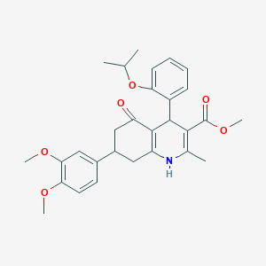 molecular formula C29H33NO6 B417405 Methyl 7-(3,4-dimethoxyphenyl)-2-methyl-5-oxo-4-[2-(propan-2-yloxy)phenyl]-1,4,5,6,7,8-hexahydroquinoline-3-carboxylate 